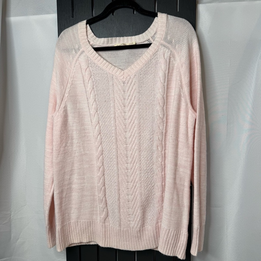 Faded Glory Light Pink V-Neck Sweater